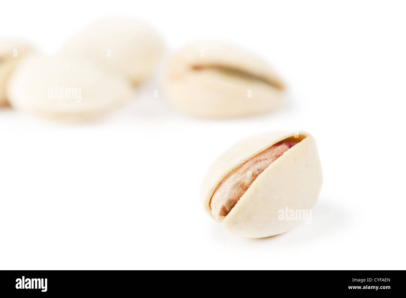 Macro view of pistachio over white background Stock Photo