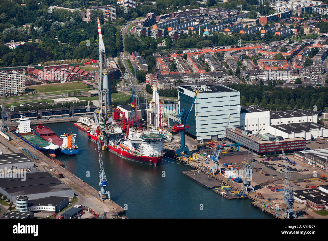 The Netherlands, Rotterdam. Port, harbour near Schiedam ...