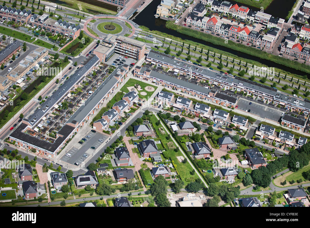 The Netherlands, Amersfoort, residential district called Vathorst. Aerial. Stock Photo