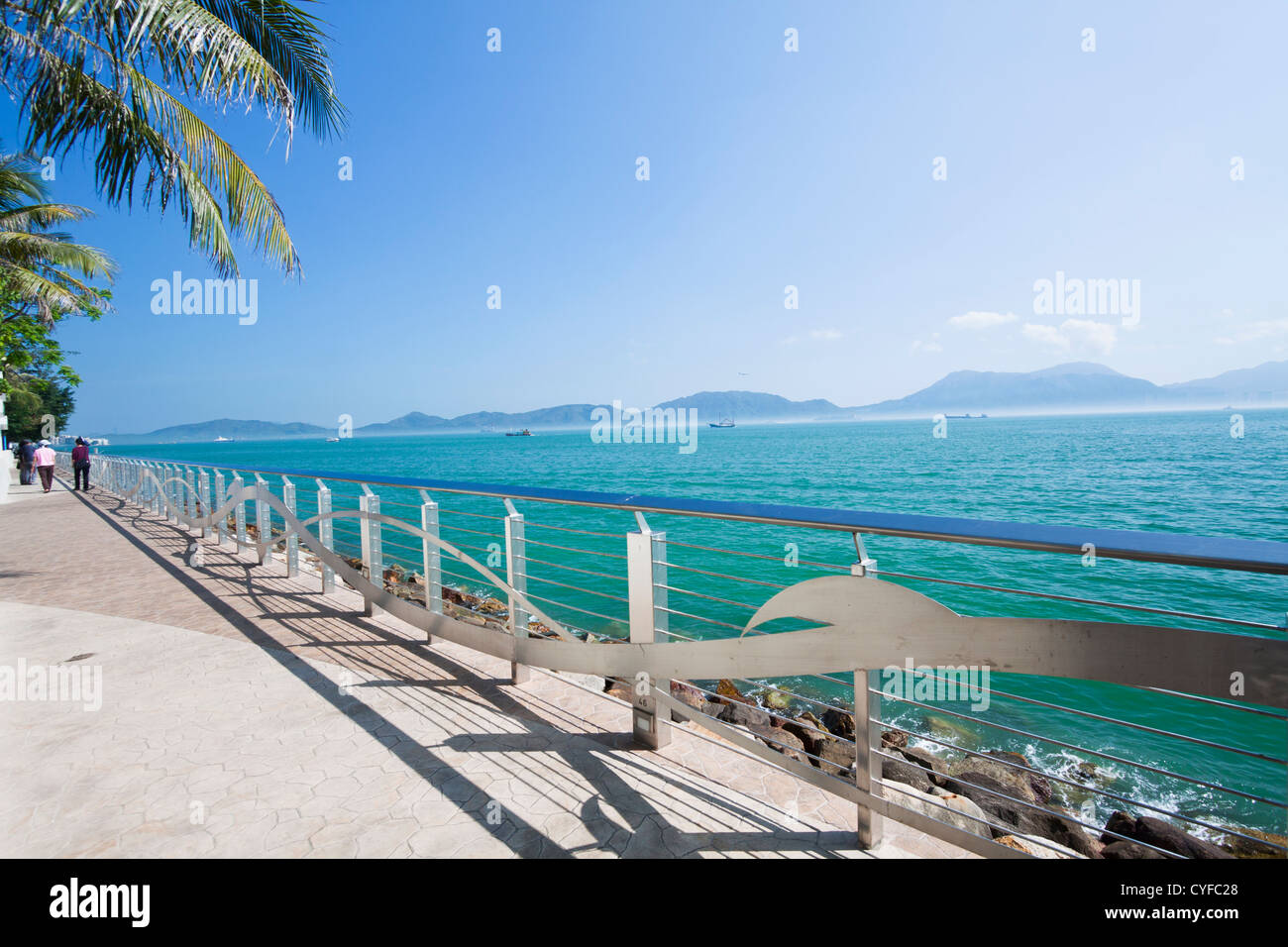 Waterfront in Hong Kong along the coast at day Stock Photo