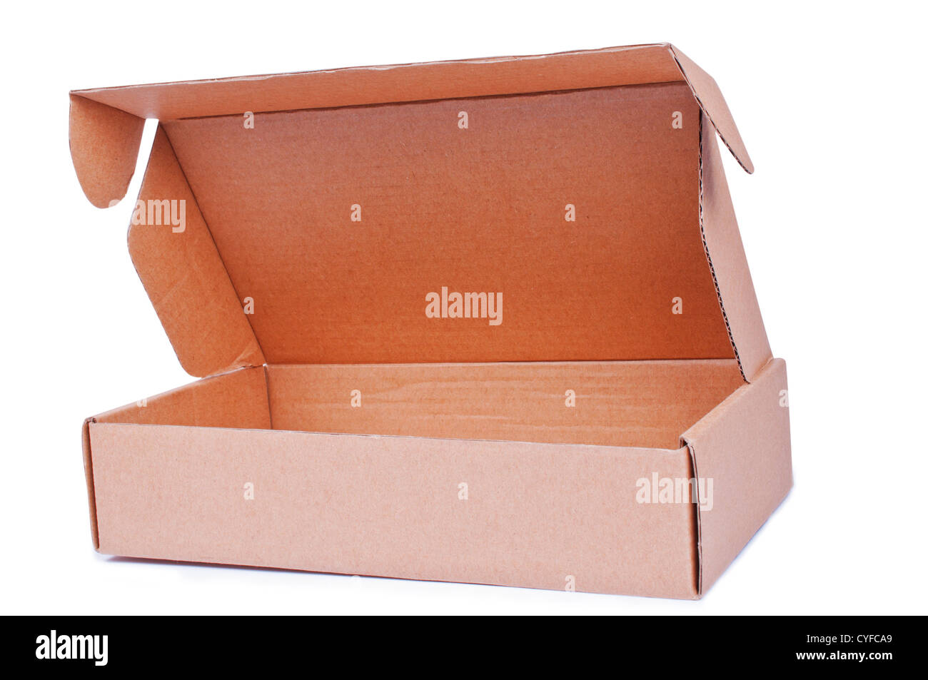 Open corrugated Box on a isolated background Stock Photo