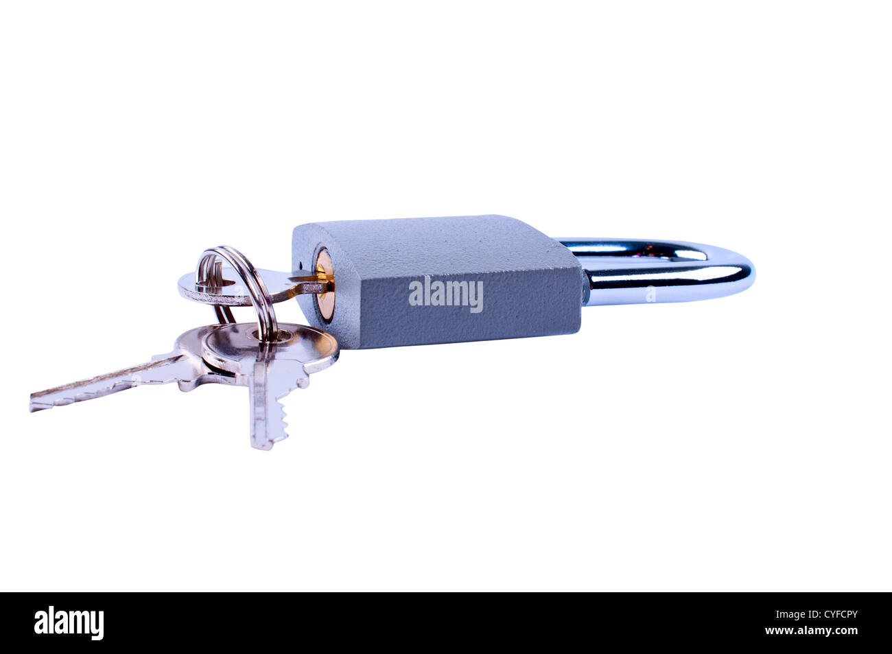 Padlock with a keys on white background Stock Photo - Alamy
