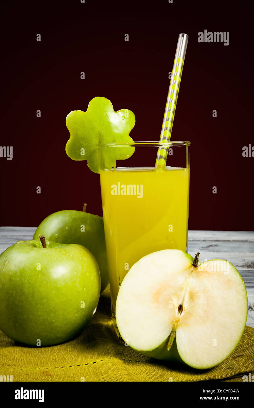 a glass of fresh and cold green apple juice Stock Photo Alamy