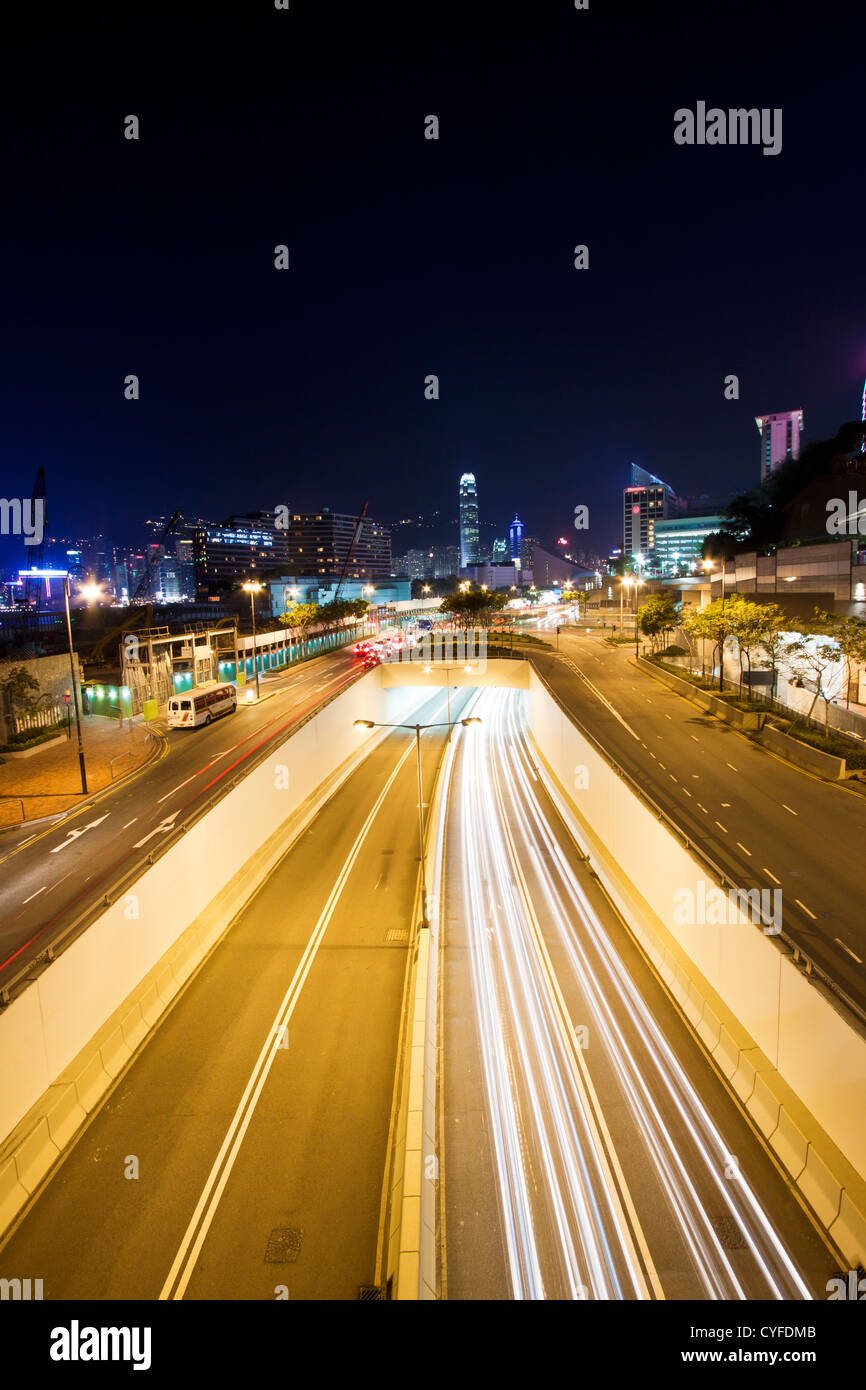 Traffic in downtown of Hong Kong at night Stock Photo - Alamy