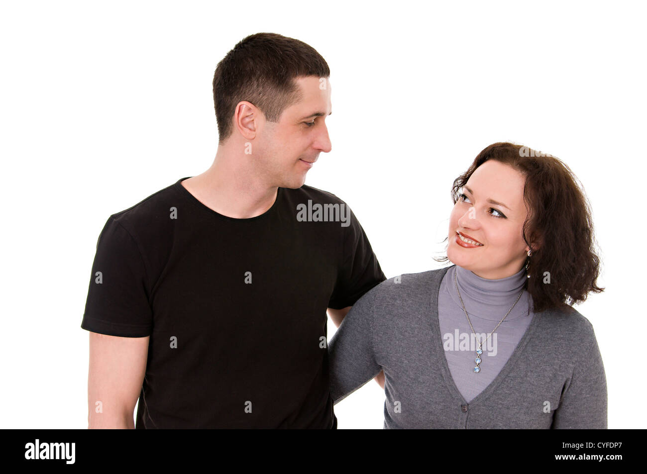 a happy couple isolated on white background Stock Photo - Alamy
