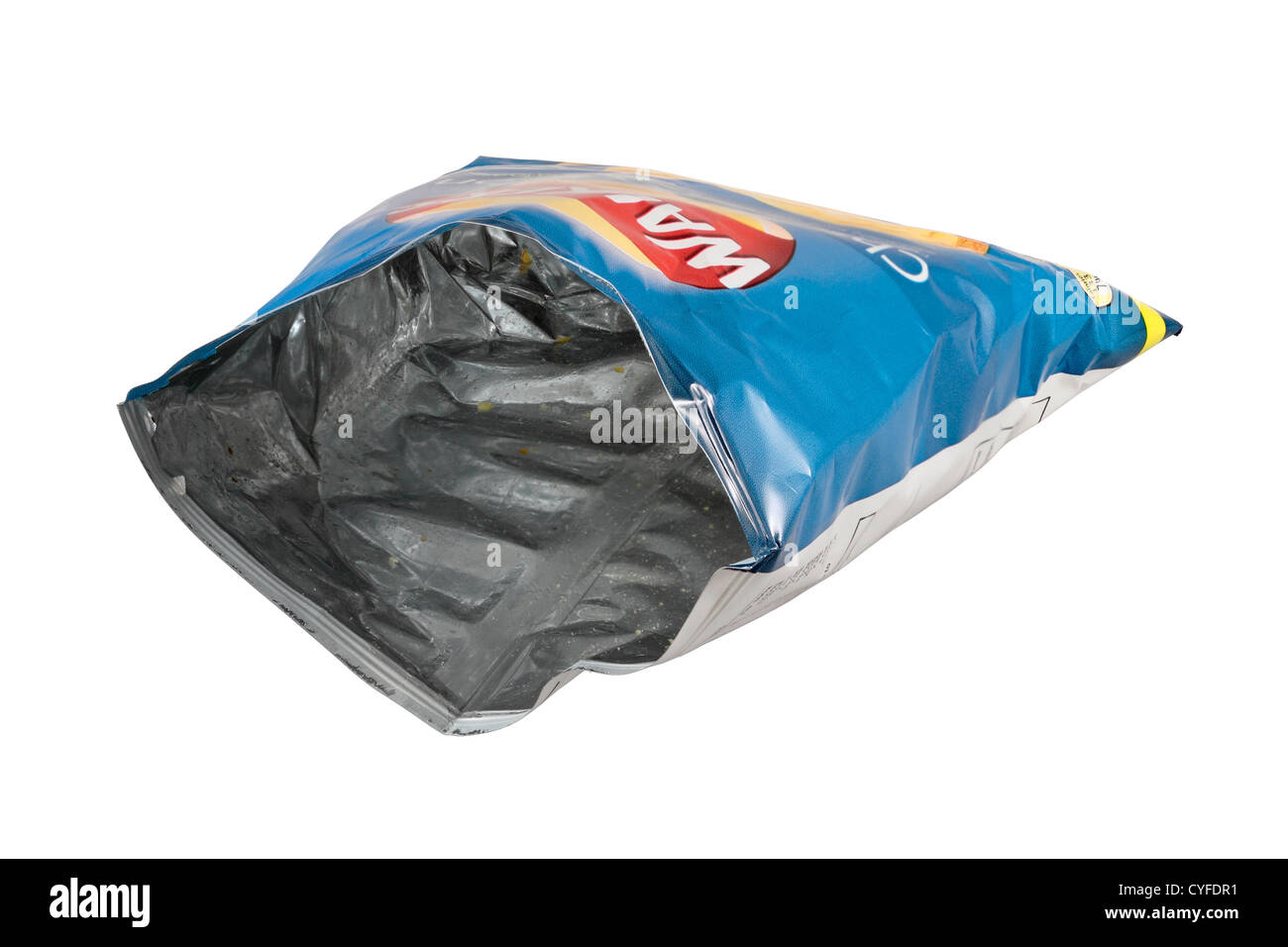 An empty 25g bag of Walkers cheese and onion crisps Stock Photo