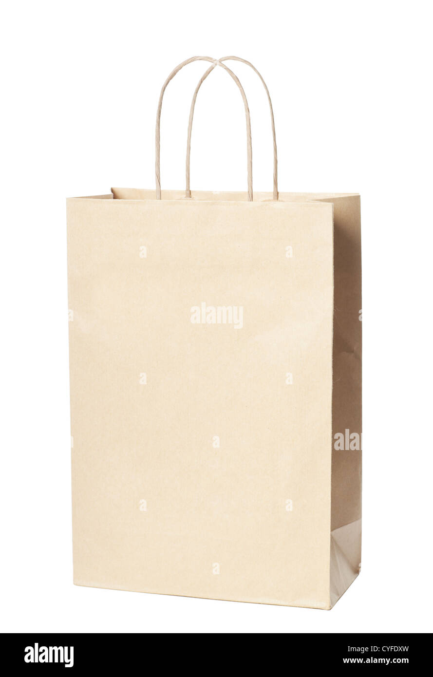 Single paper bag isolated over white background Stock Photo - Alamy