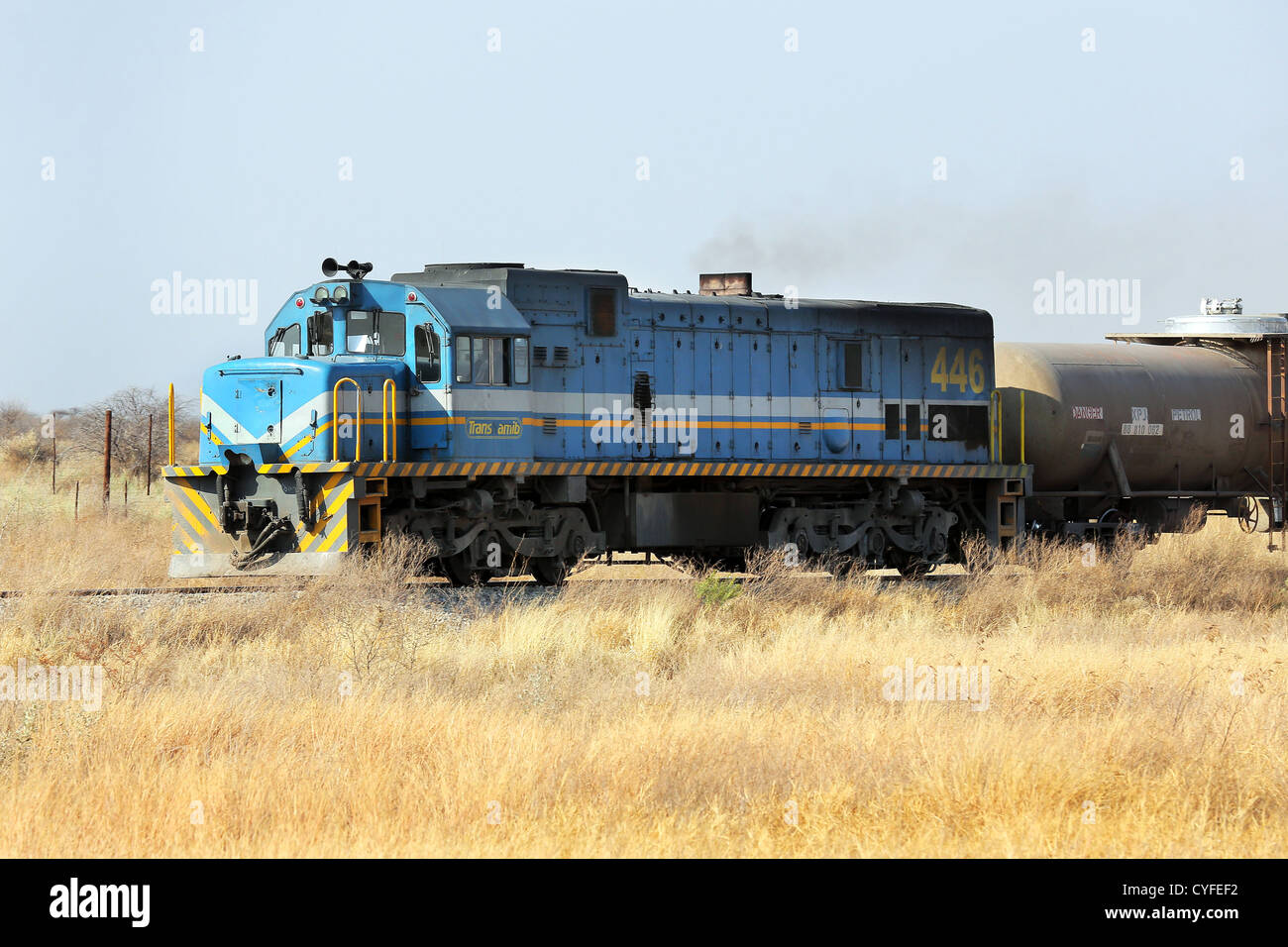 Diesel locomotive, freight train in Namibia Stock Photo