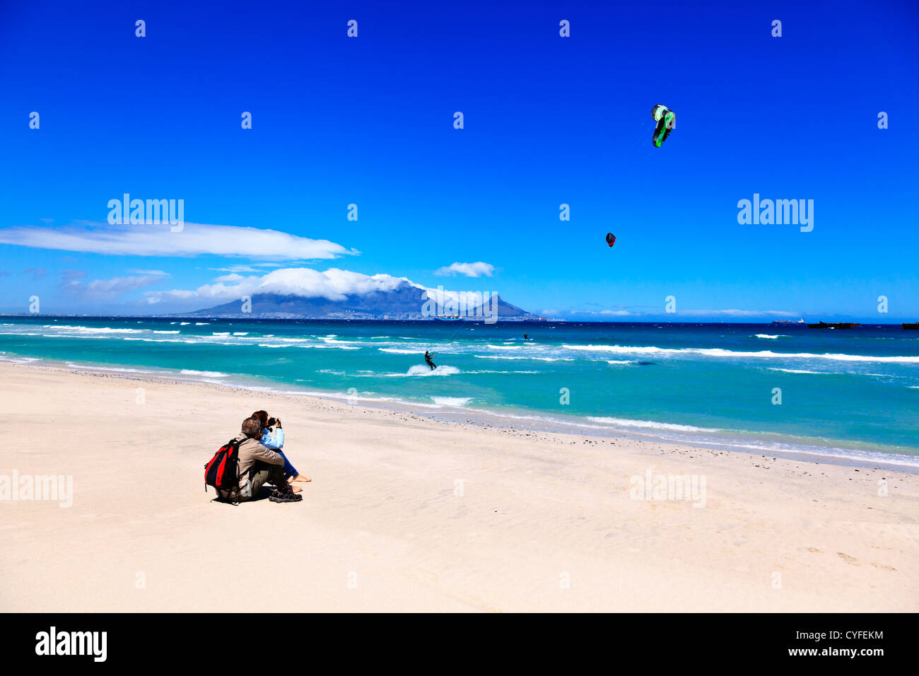 Cape Town, South Africa. sit on a beach near Cape Town watching kite