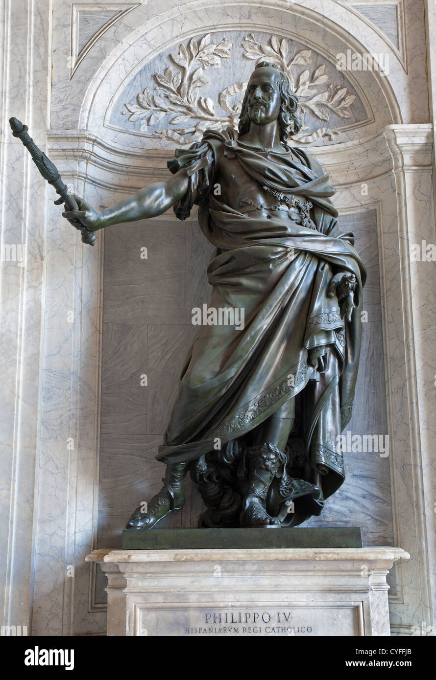 ROME, ITALY - MARCH 22, 2012: Bronze statue of French emperor Philipe IV designed in 1665 by Rainaldi in vestibule of Basilica Santa Maria Maggiore Stock Photo