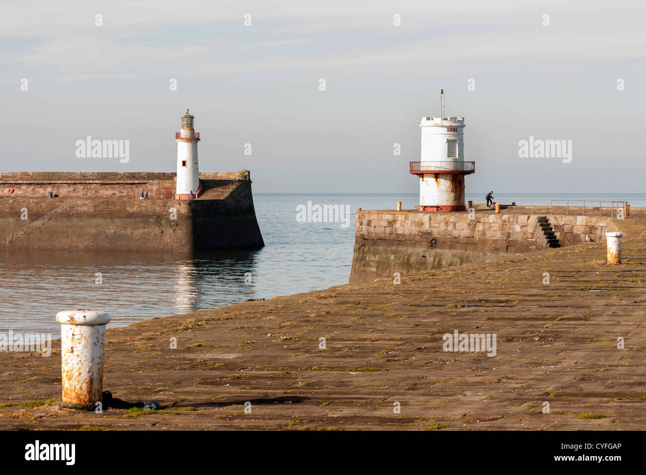 The entrance to Whitehaven harbour Cumbria Stock Photo Alamy