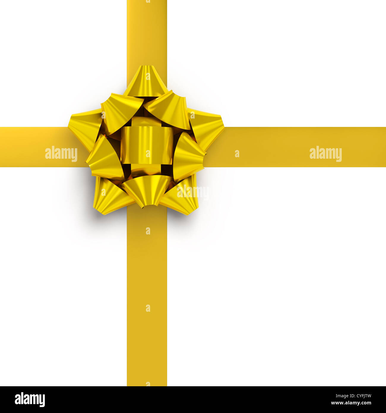 Yellow ribbons with bow for gift wrapping on white background Stock ...