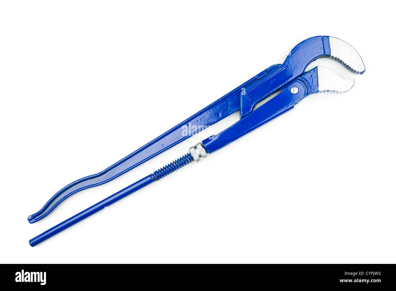 One big blue adjustable pliers and white background. Stock Photo