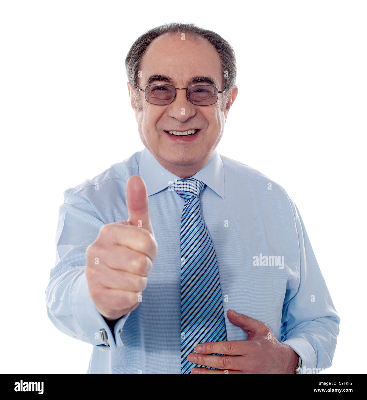 Mature Businessman Showing Thumbs Up Gesture Isolated On White Stock Photo Alamy