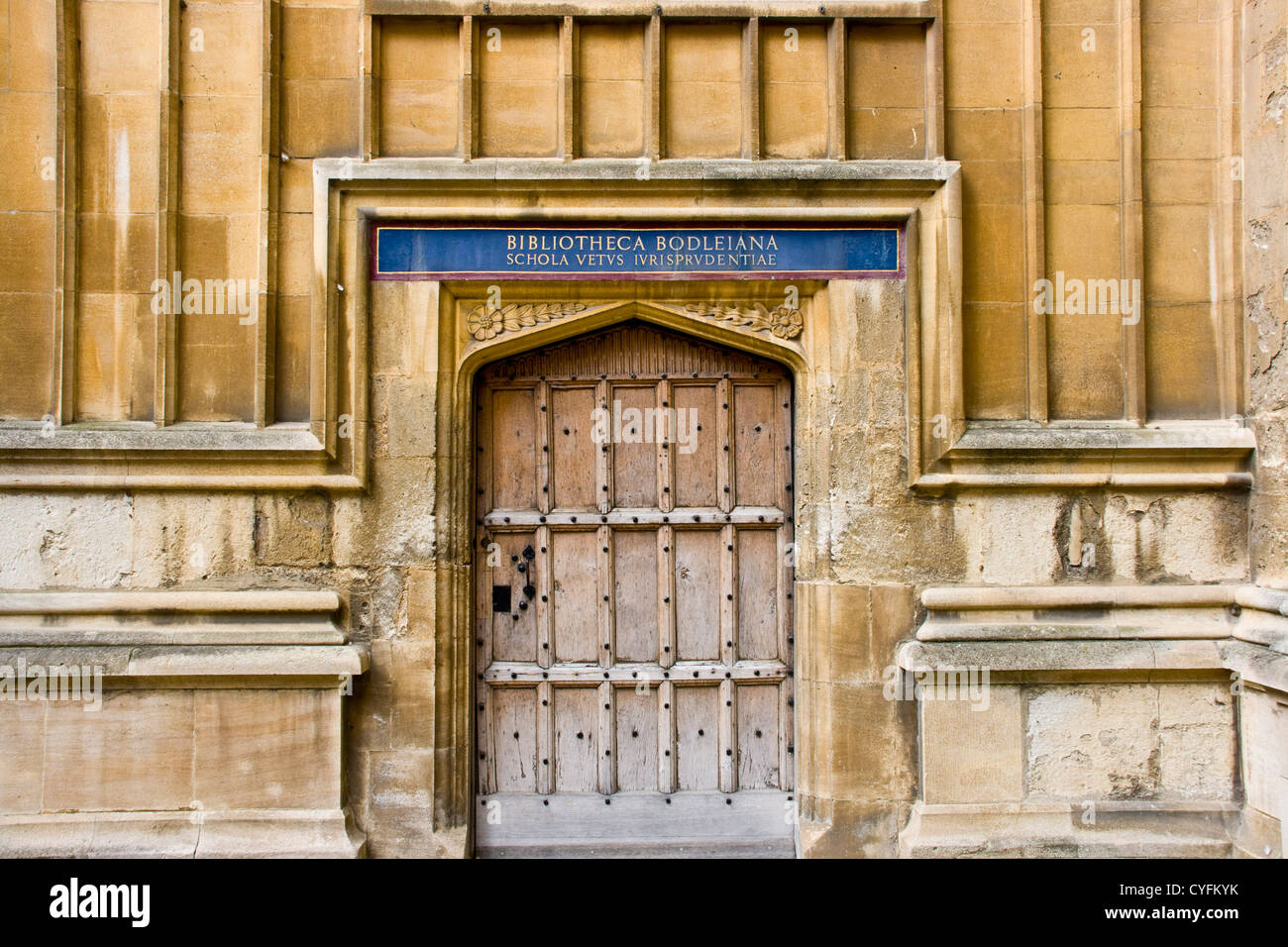 Ancient doorway of the Bodleian Library University of Oxford research library Oxfordshire England Europe Stock Photo