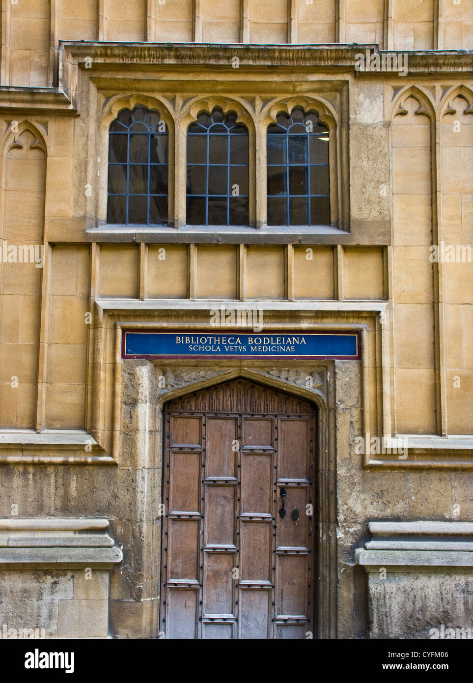 Ancient doorway of Bodleian Library University of Oxford research library Oxfordshire England Europe Stock Photo