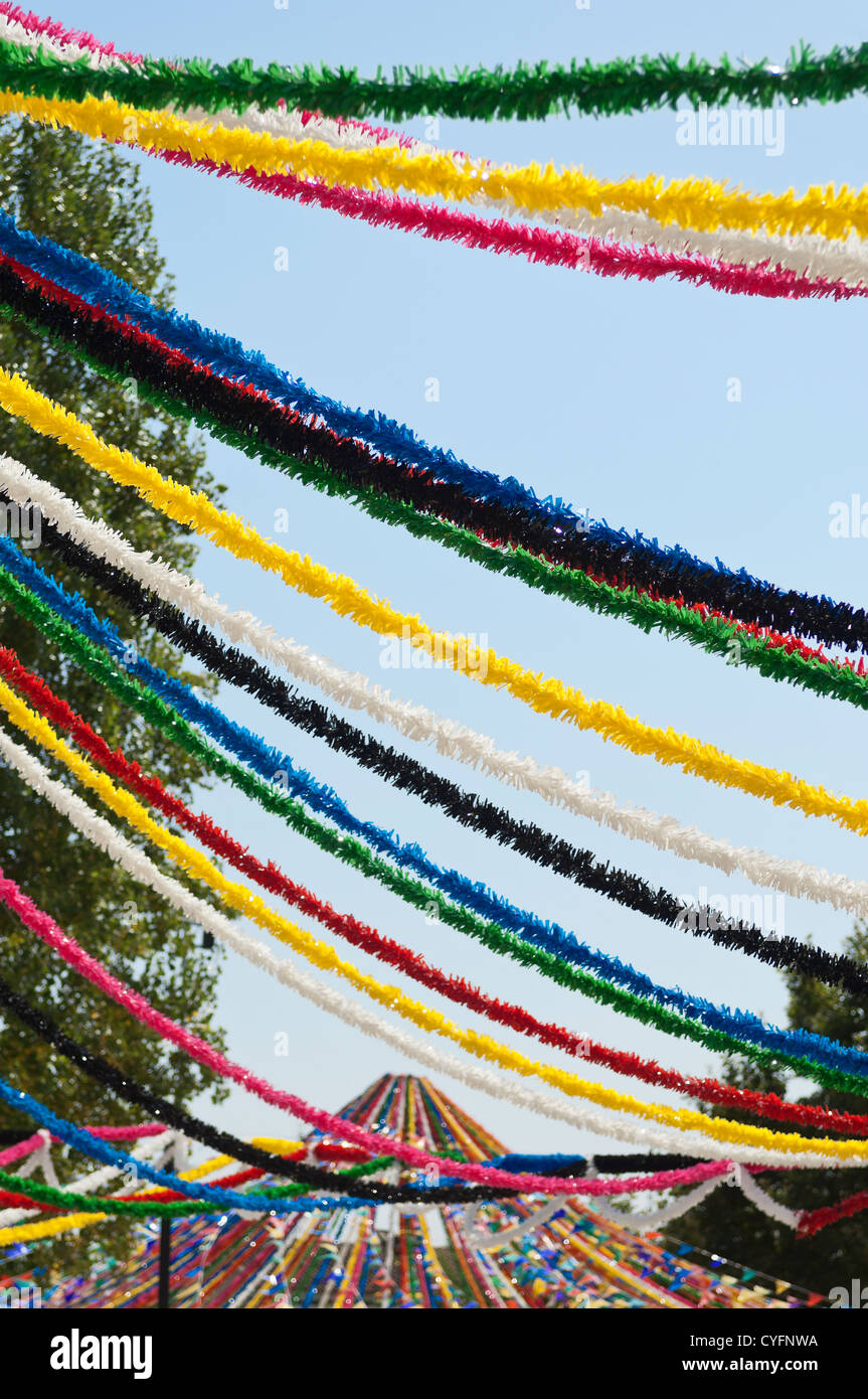 Detail of portuguese street traditional decorations in a summer festival, Alentejo, Portugal Stock Photo