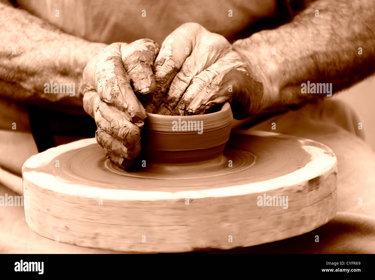 potter on the potters wheel Stock Photo