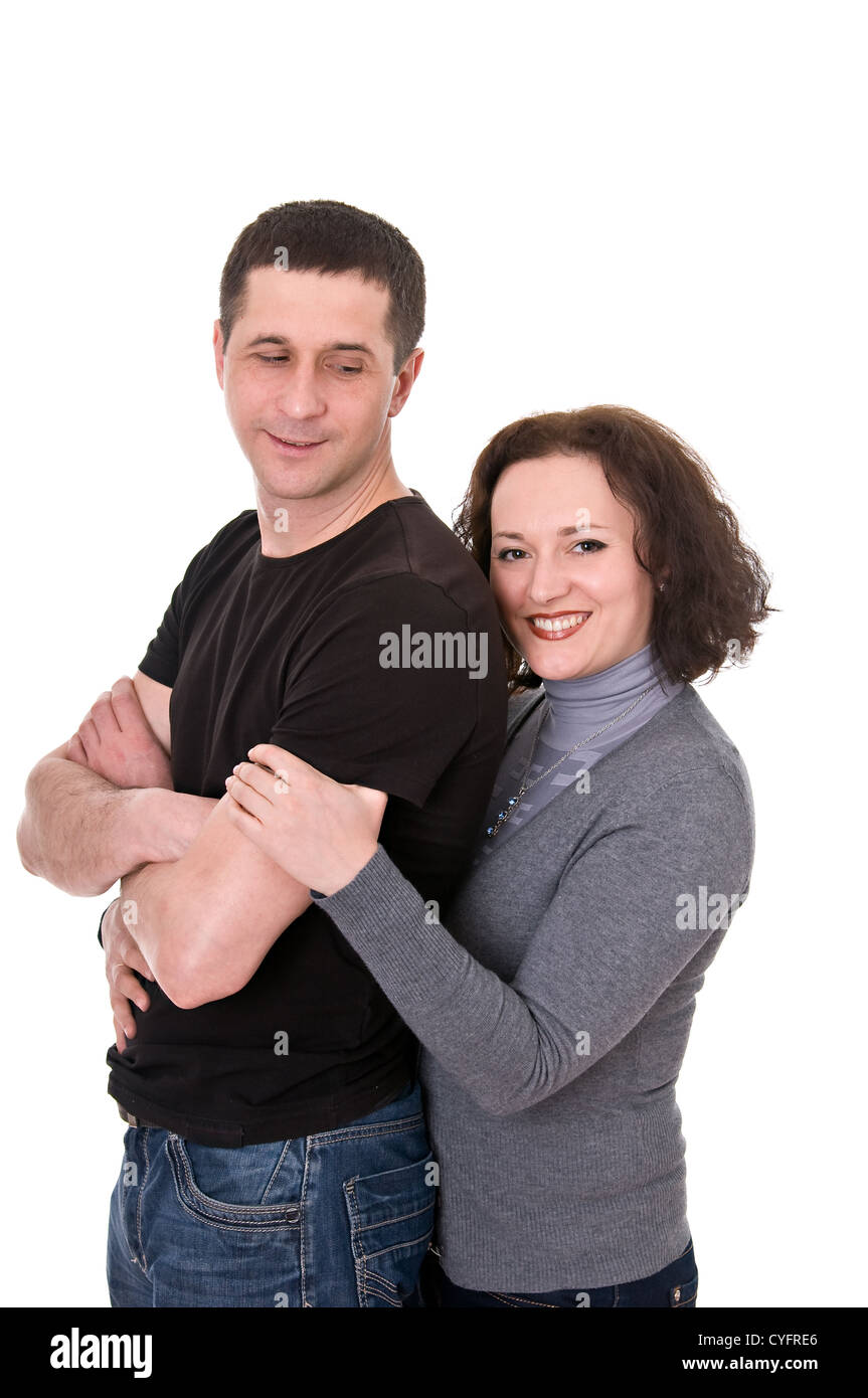 smiling couple isolated on white background Stock Photo - Alamy