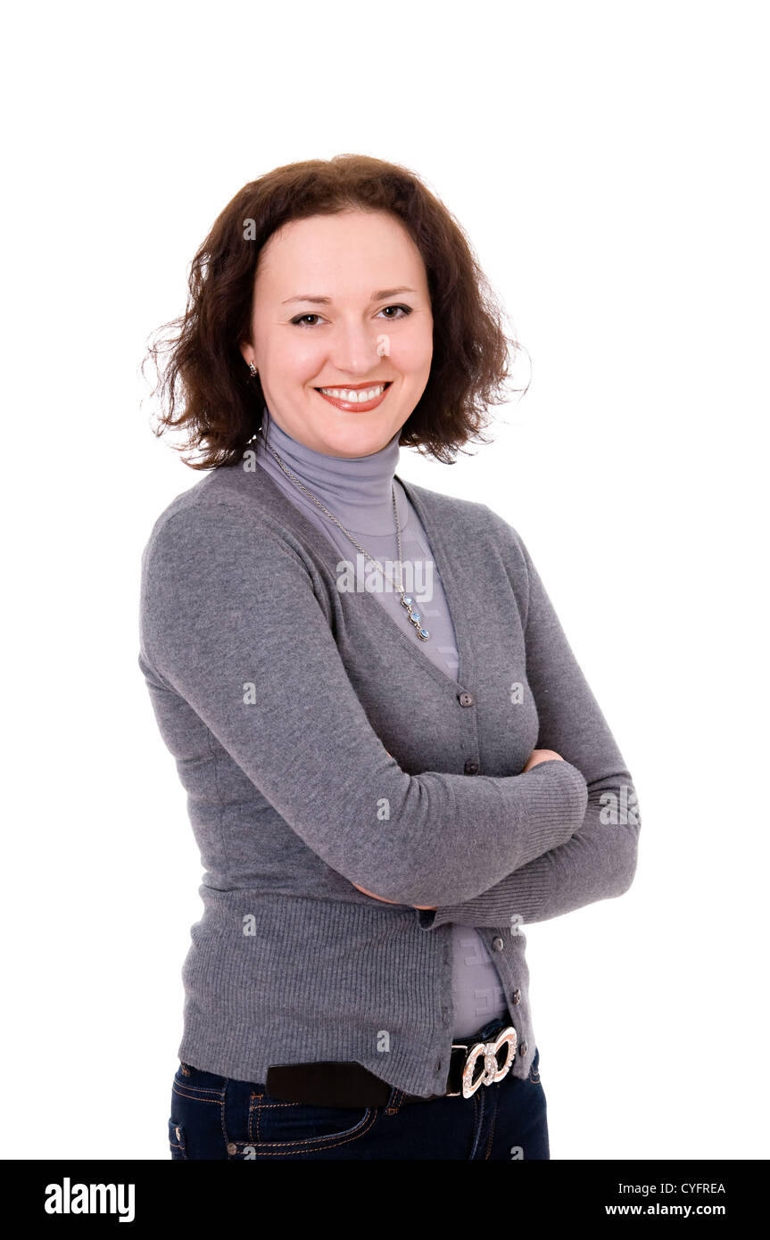 smiling woman isolated on the white background Stock Photo - Alamy
