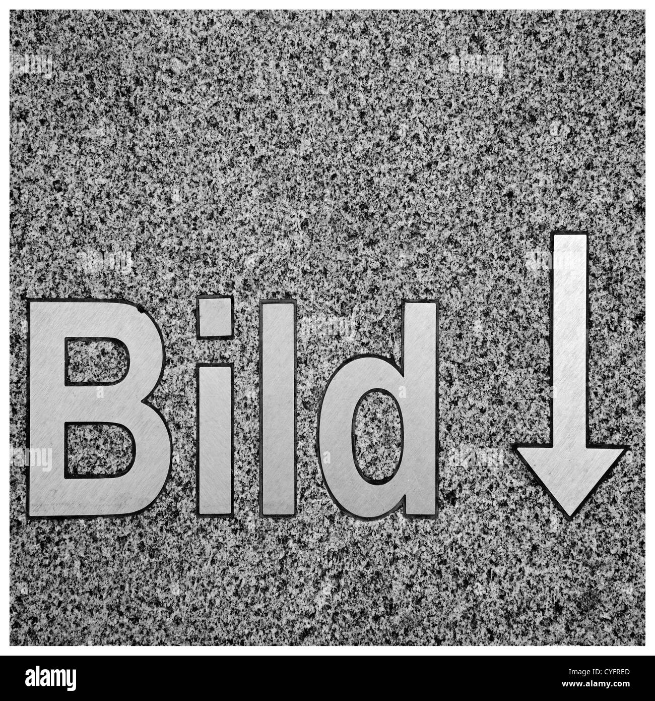 keyboard symbols on the pavement in front of the uinversity library Berlin: Bild, picture arrow down Stock Photo