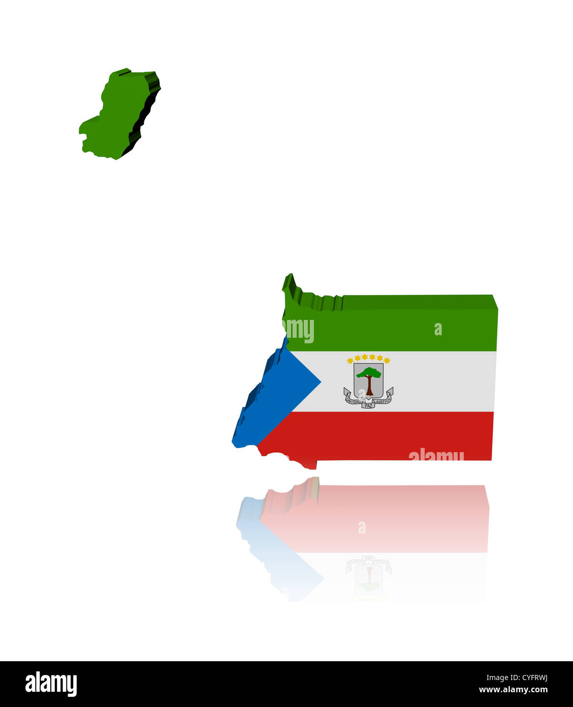 Equatorial Guinea map flag with reflection illustration Stock Photo
