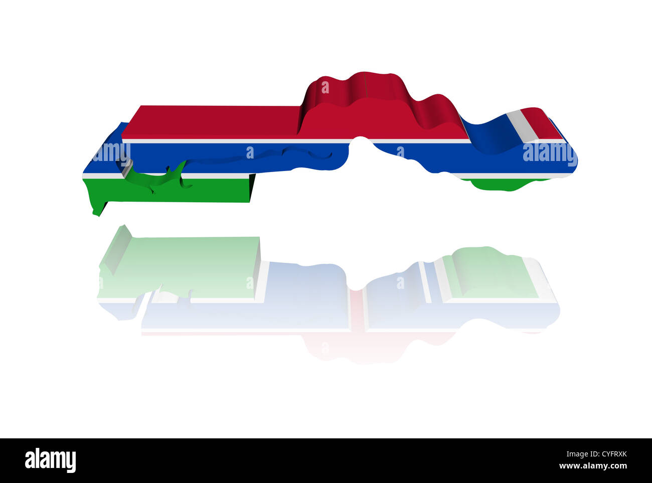 The Gambia map flag with reflection illustration Stock Photo - Alamy