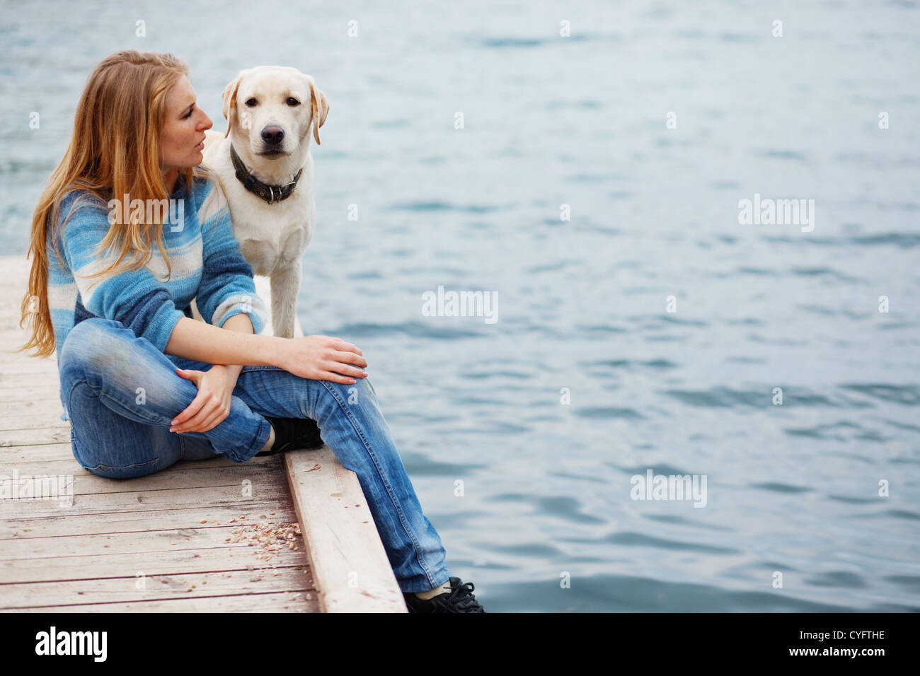 Girl with dog Stock Photo