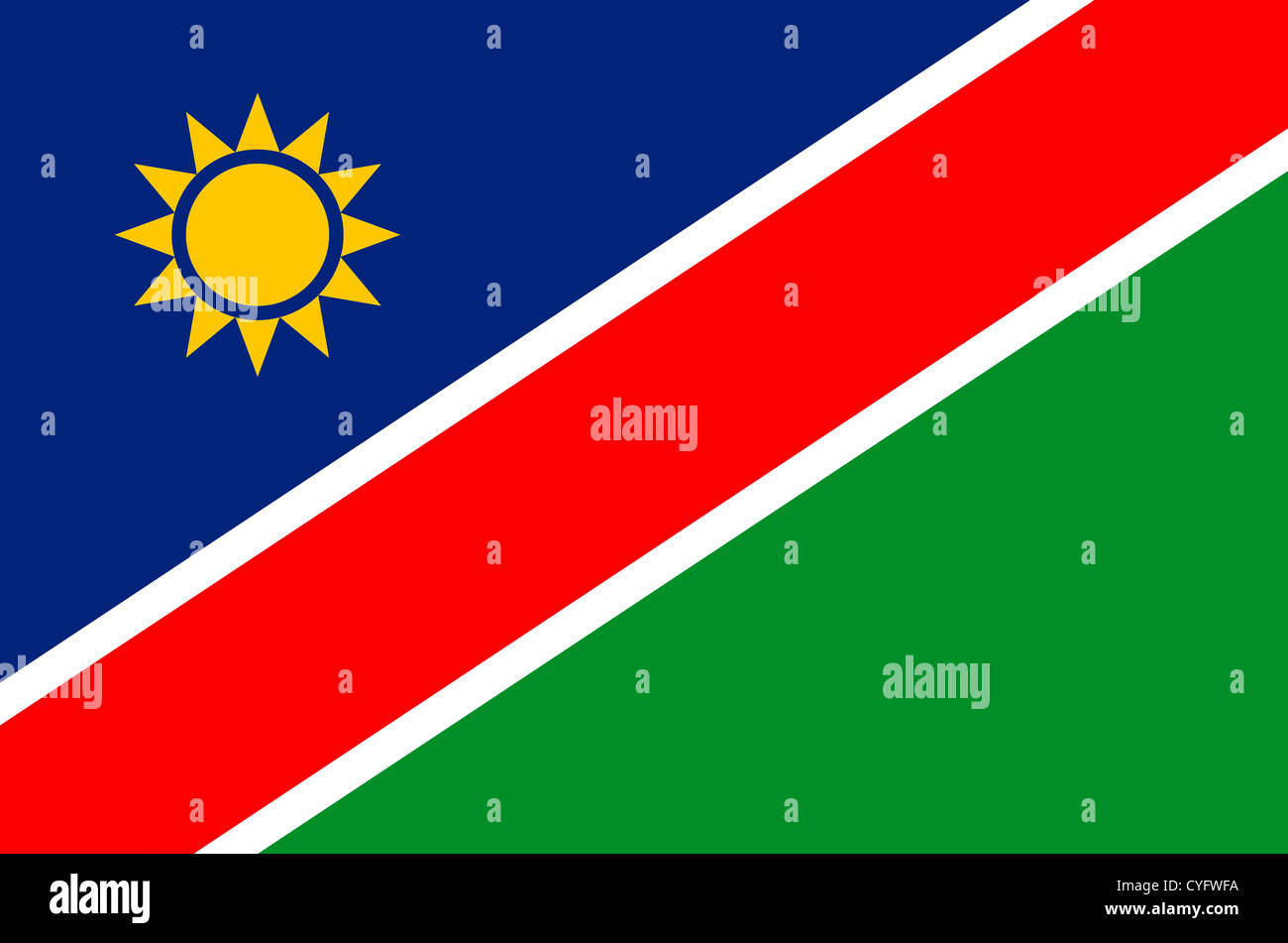 National flag of the Republic of Namibia. Stock Photo