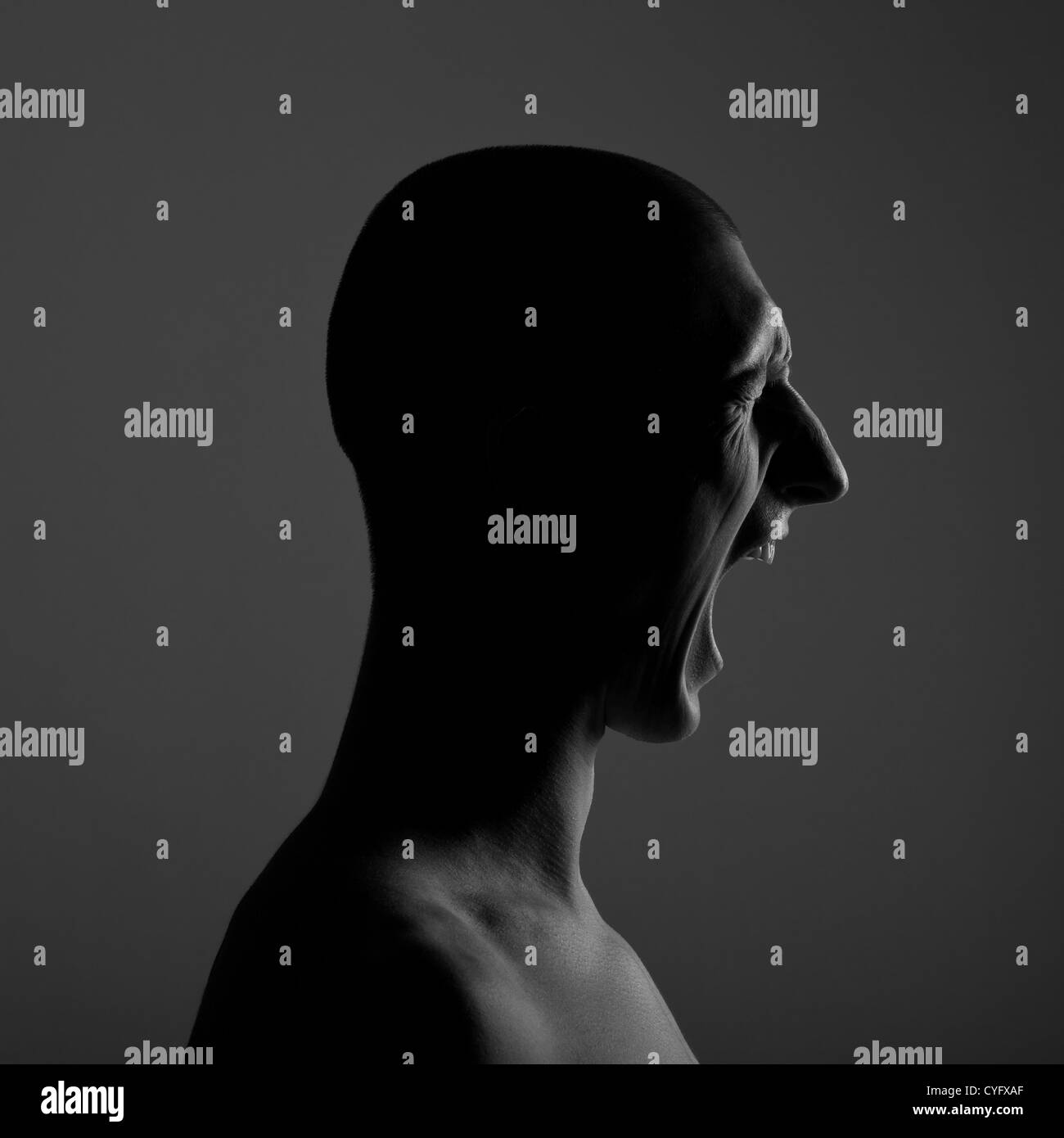 Portrait Of A Screaming Man Low Key Lighting Stock Photo Alamy