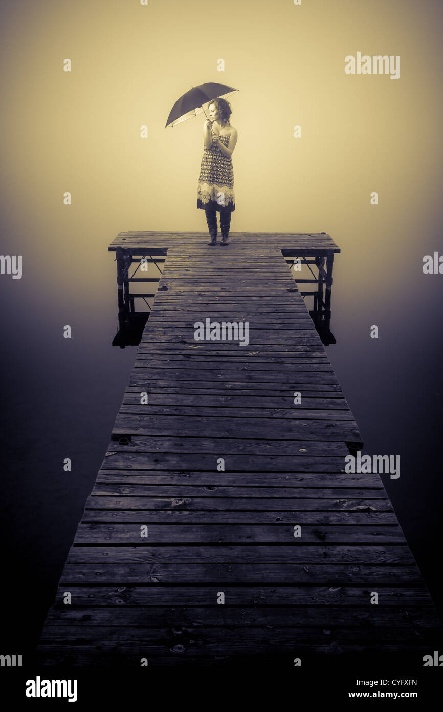 Woman alone forest rear view hi-res stock photography and images - Alamy