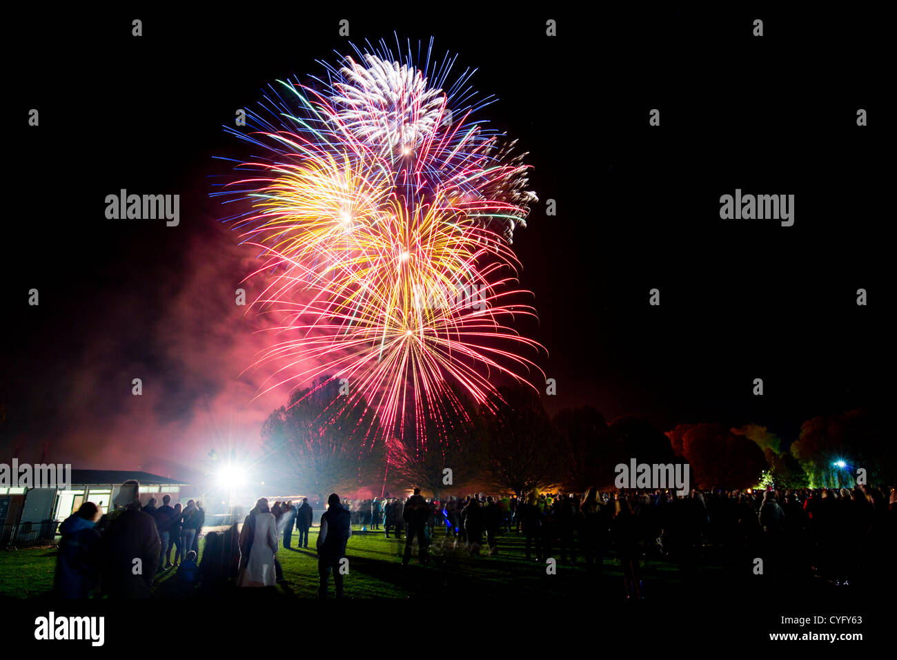 Winchester, UK. 3rd November, 2012. Many residents of Hampshire watch the annual Winchester Bonfire and Fireworks. Stock Photo