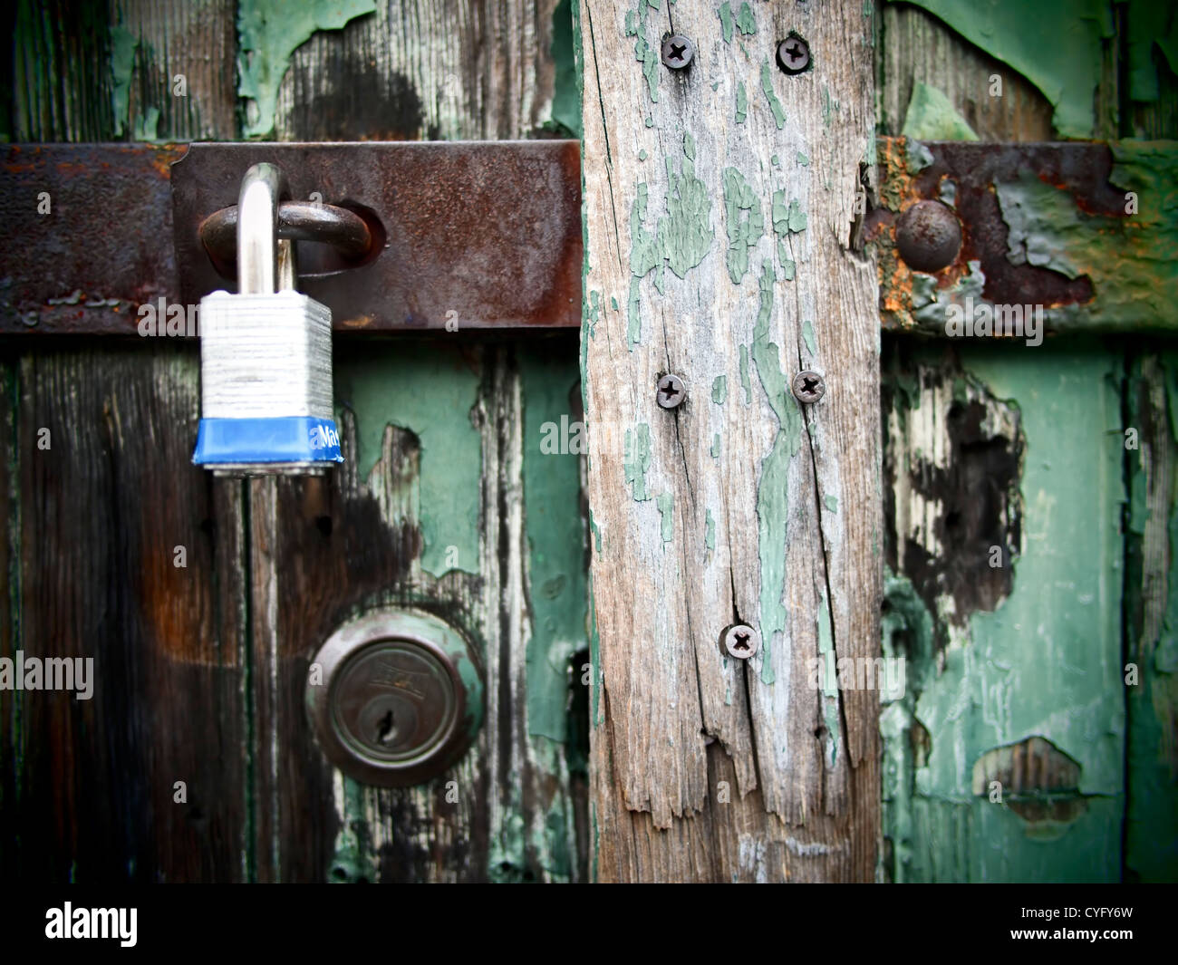Locked Wood Door Stock Photo Alamy