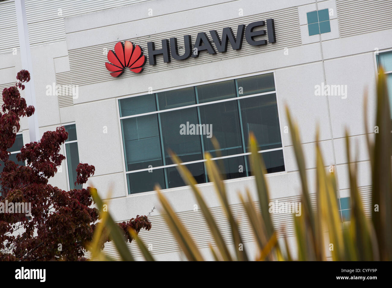 An office building occupied by Chinese technology firm Huawei.  Stock Photo