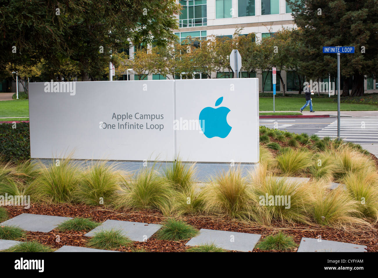 The headquarters of Apple Computer, 1 Infinite Loop.  Stock Photo