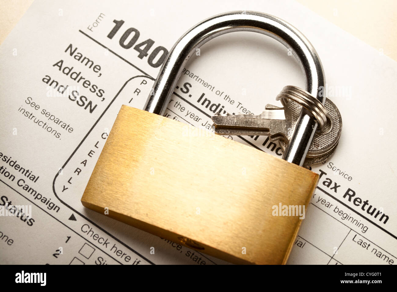 Tax form and key lock Stock Photo Alamy