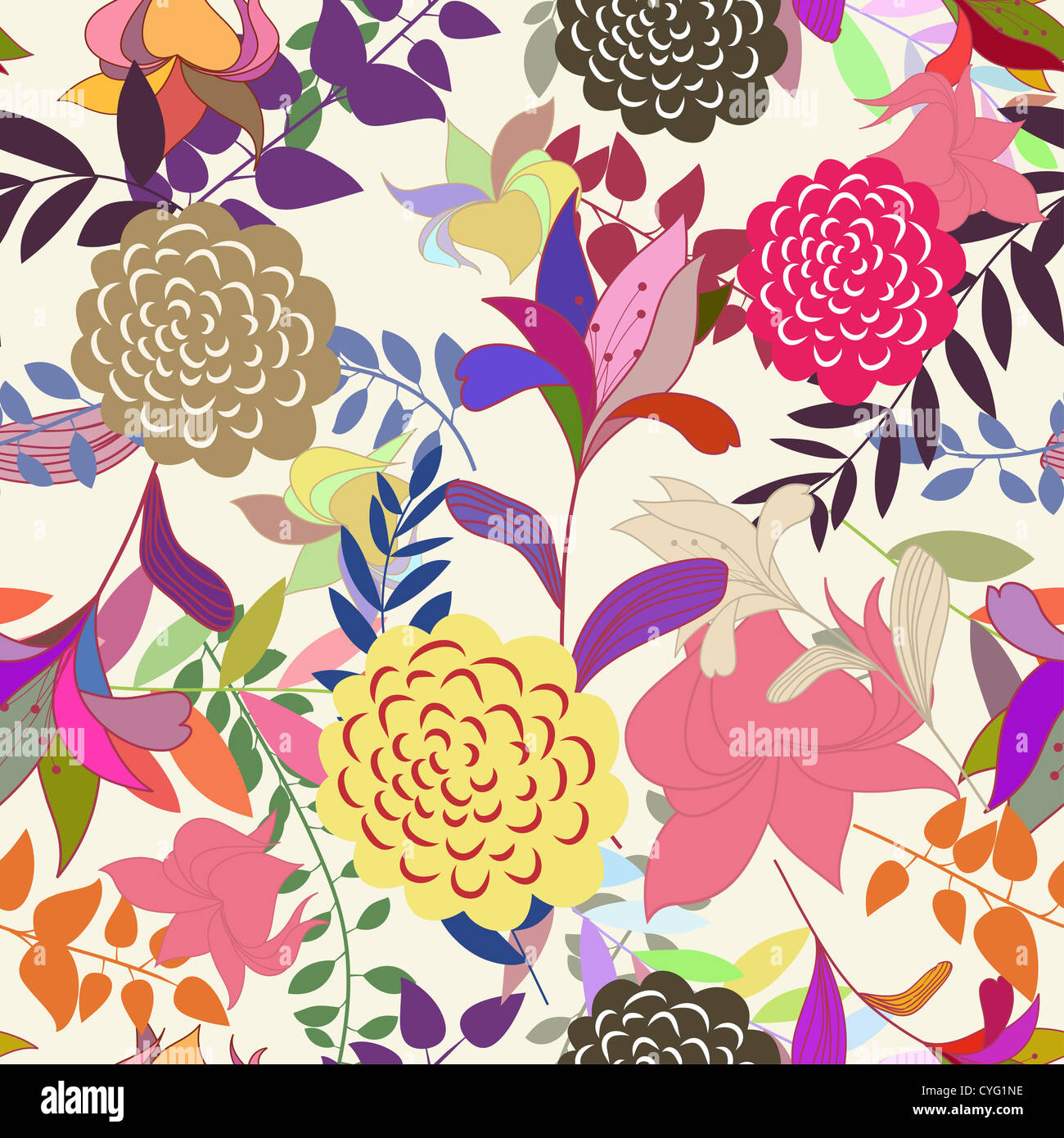 Seamless vector floral pattern Stock Photo - Alamy