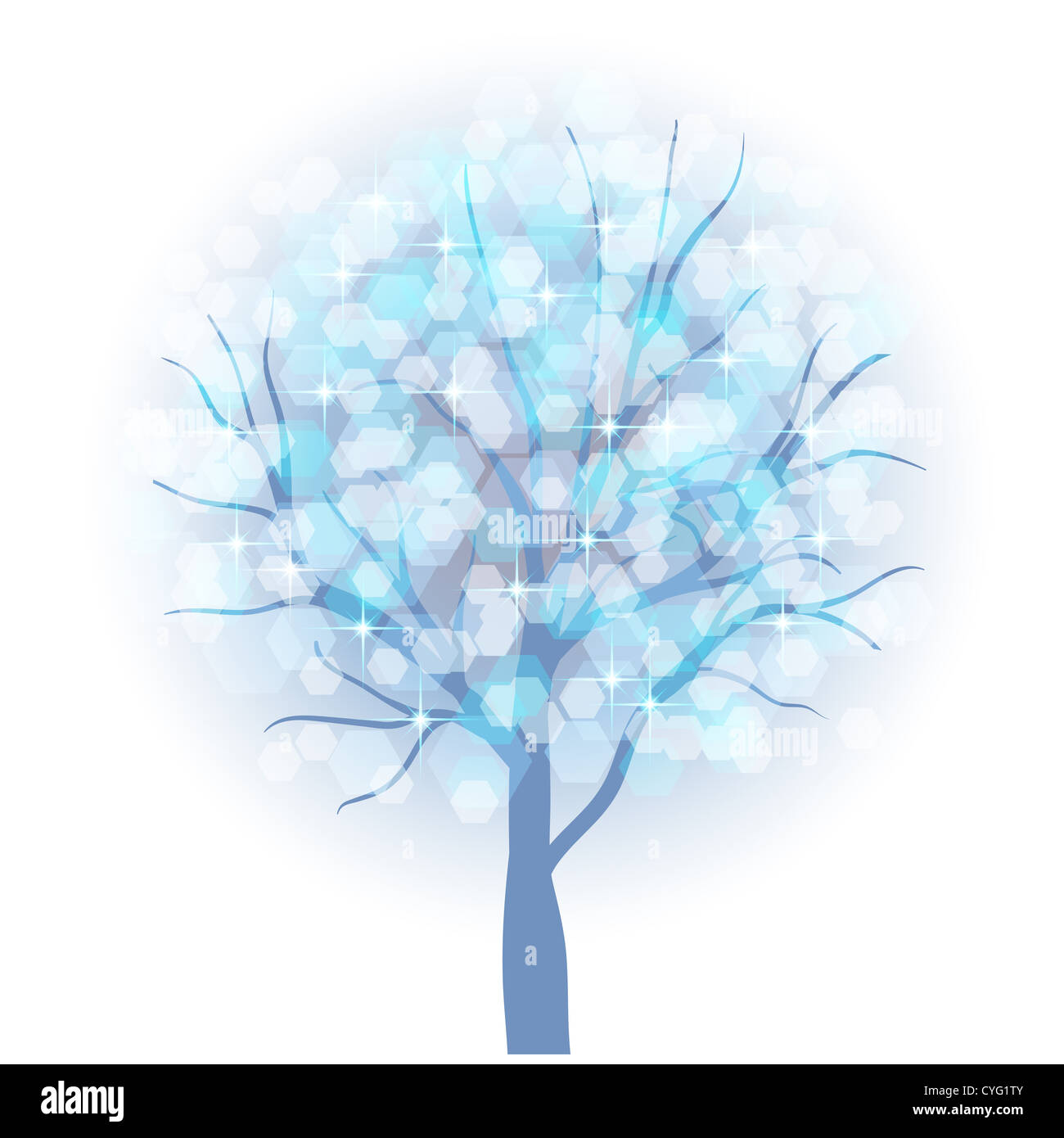Beautiful winter tree with snowflakes leaves. Vector illustration with ...