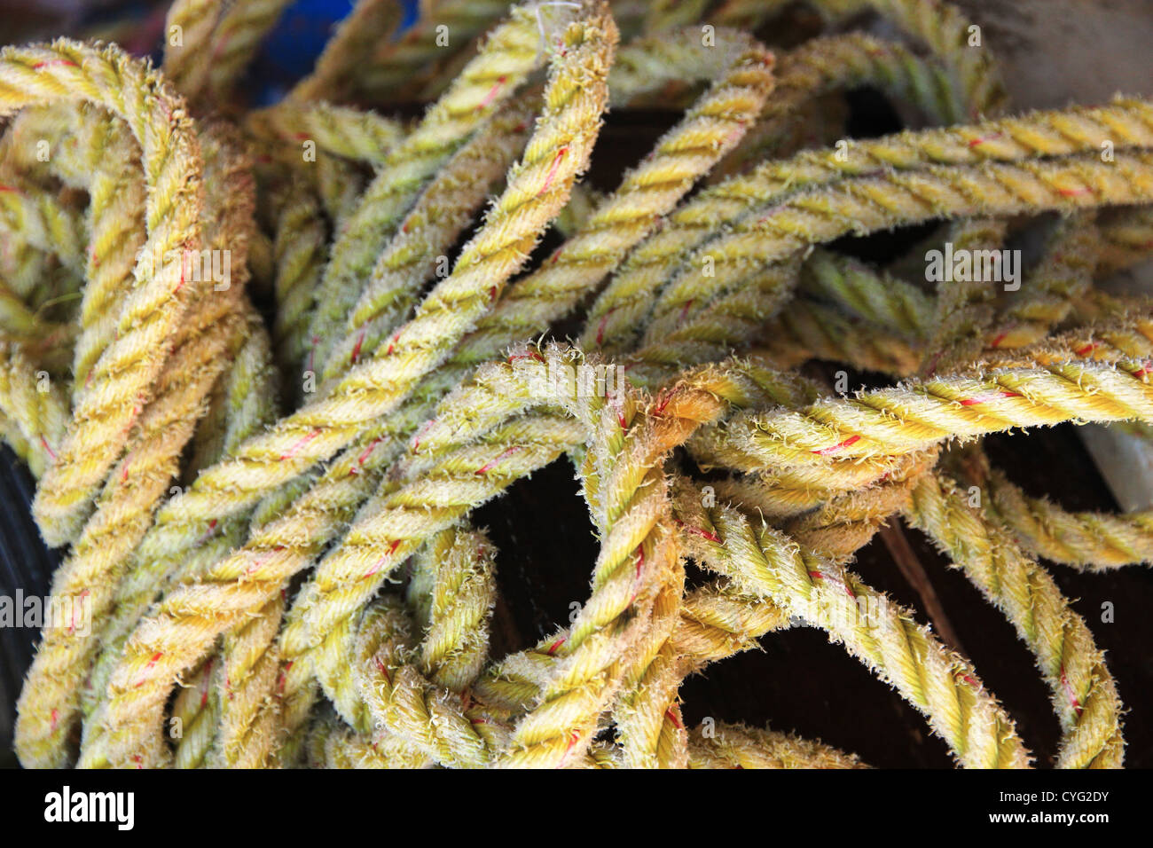 fishing boat rope coil Stock Photo Alamy