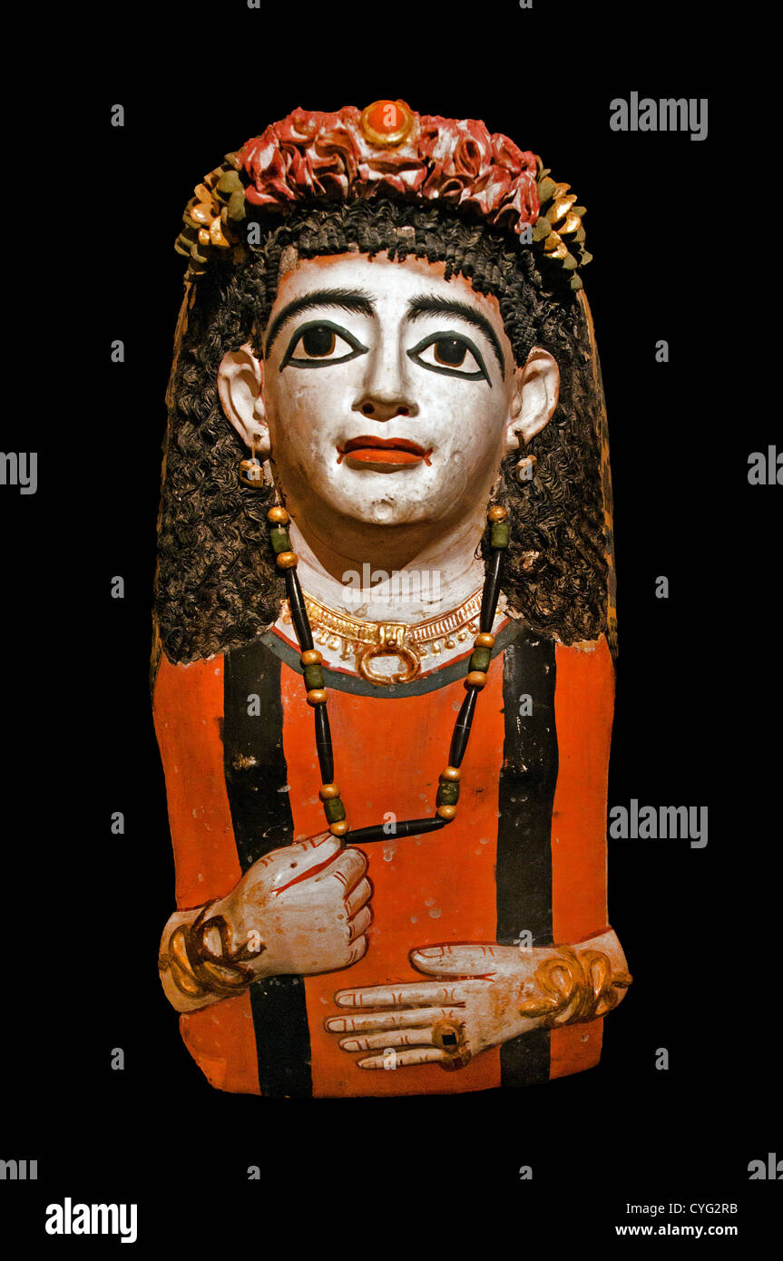 Female Mummy Mask Roman Period AD 60–70 Egypt Meir Mir 63 cm Woman Stock Photo