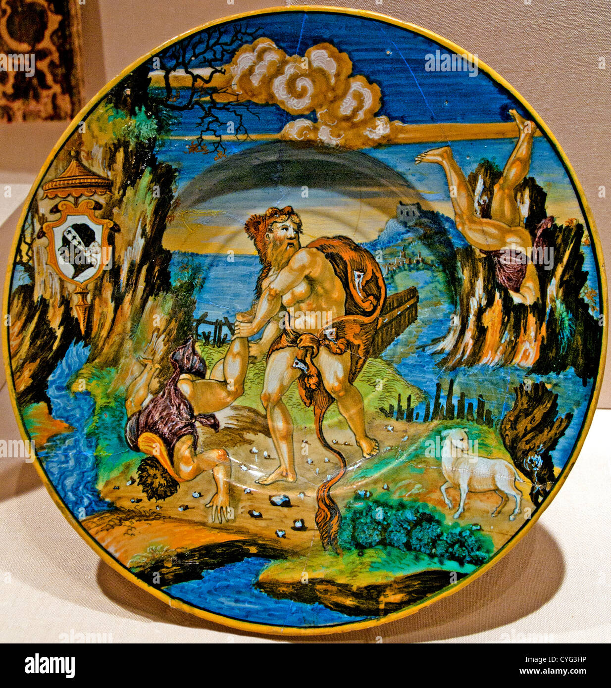 Hercules and Lichas Fra Xanto Avelli da Rovigo 1532 Italian Urbino Maiolica tin enameled earthenware 29 cm Ceramic Italy Stock Photo
