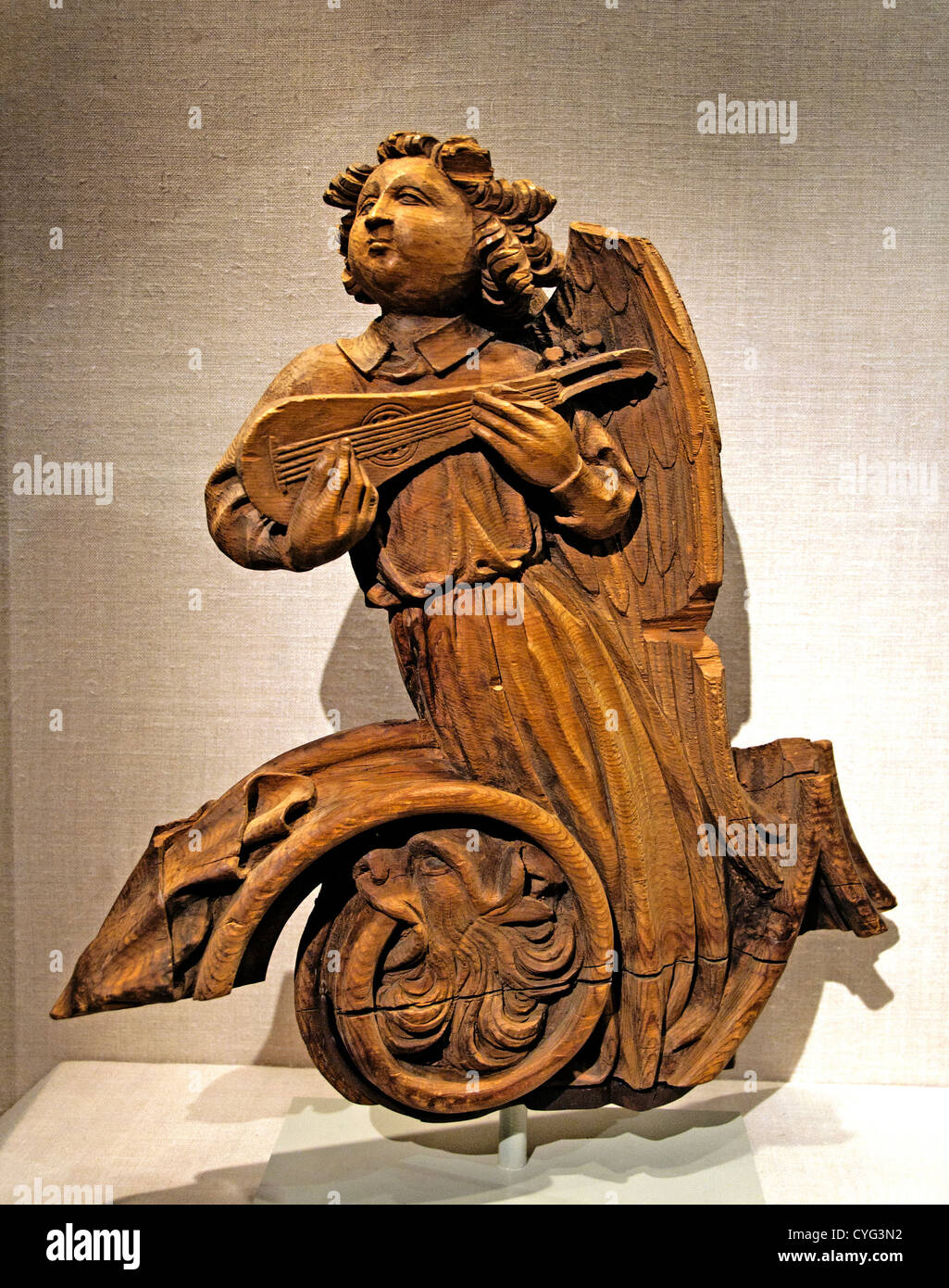 Musical Angel 1450–1500 French  Wood 41 France Woodwork Stock Photo