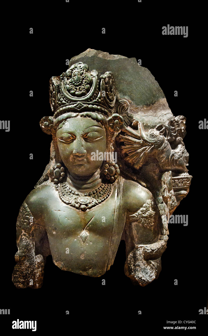 Bust of Kamadeva the God of Love  Karkota dynasty 8th century India Kashmir 37 cm stone Sculpture Stock Photo