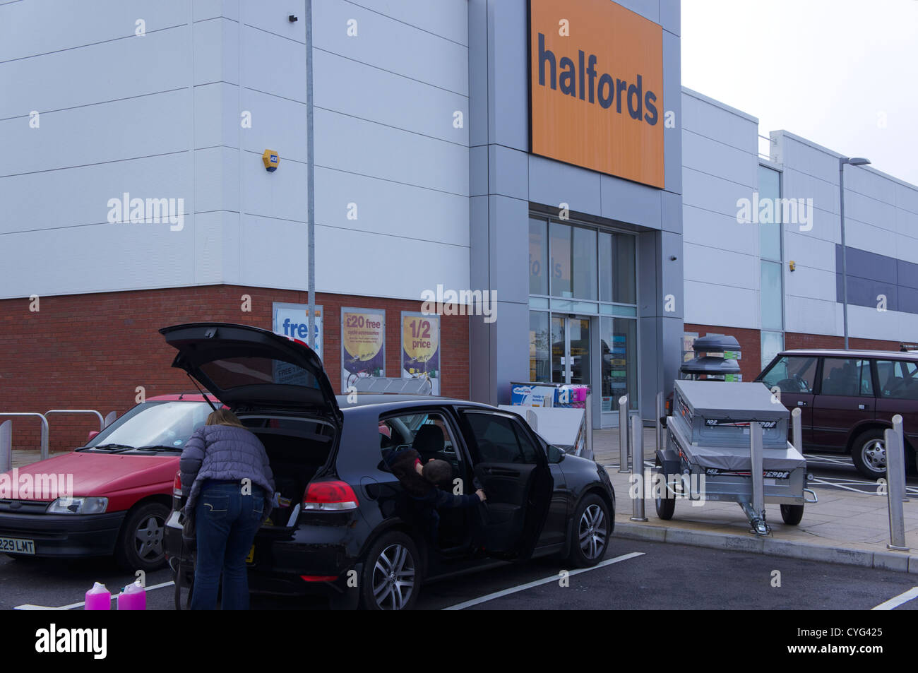 Halfords store Cribbs Causeway Bristol Stock Photo Alamy