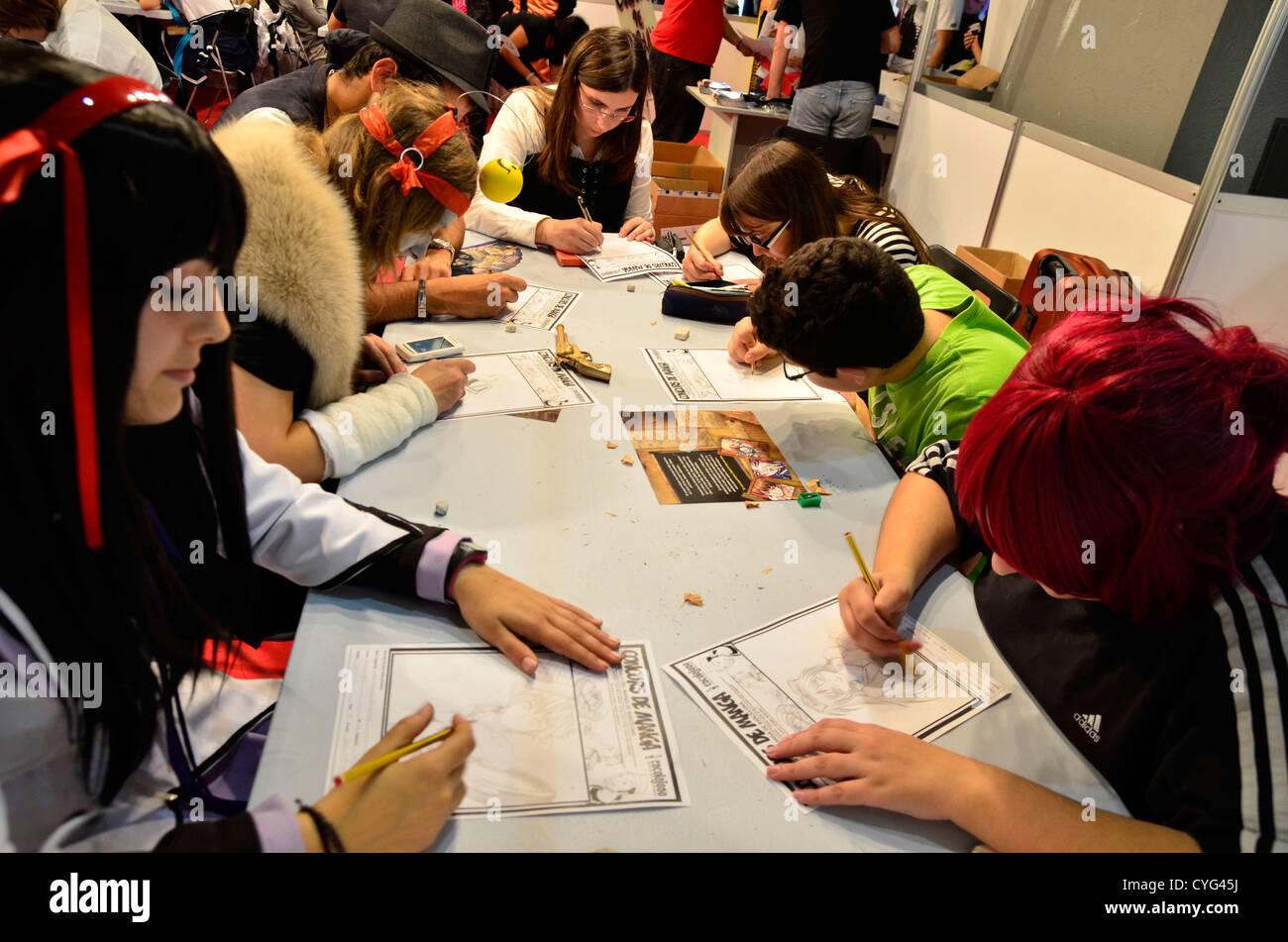 Drawing manga in XVIII saló del Manga in Barcelona Stock Photo