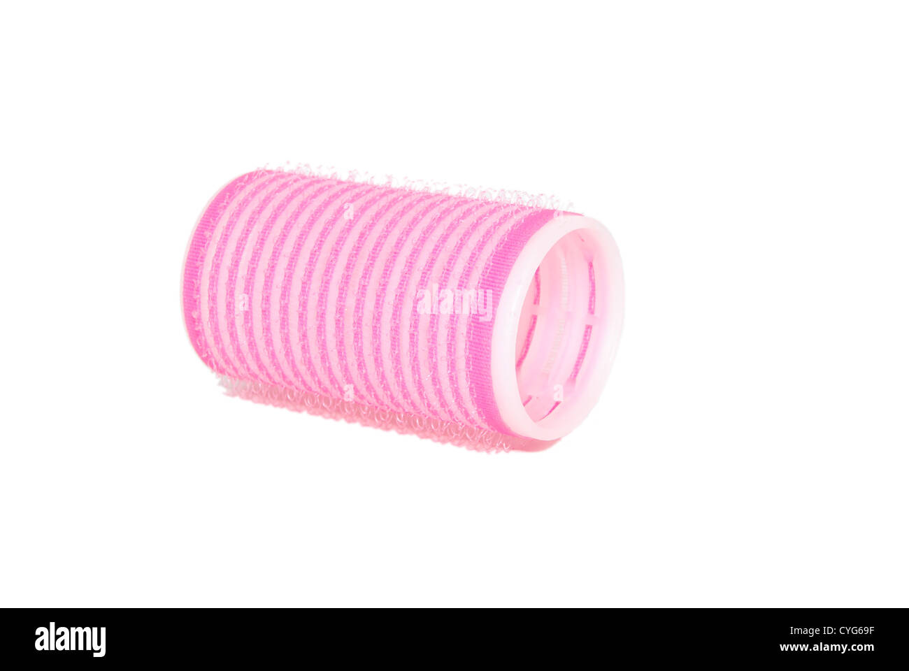 One velcro roller lying on its side, isolated on a white background Stock Photo