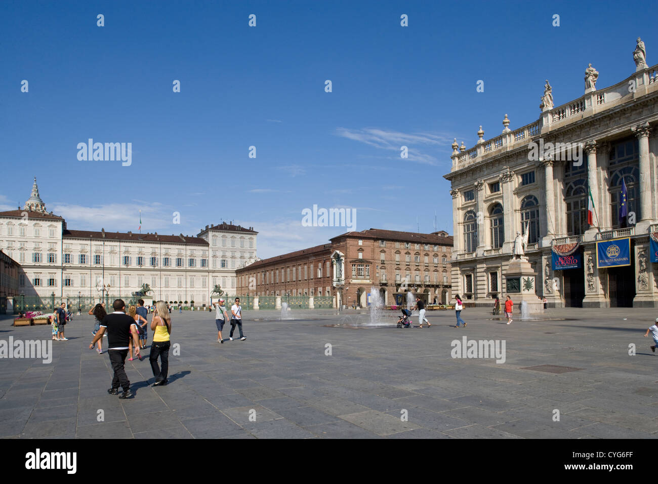 Turin - Piazza Castello / Palazzo Madama Stock Photo