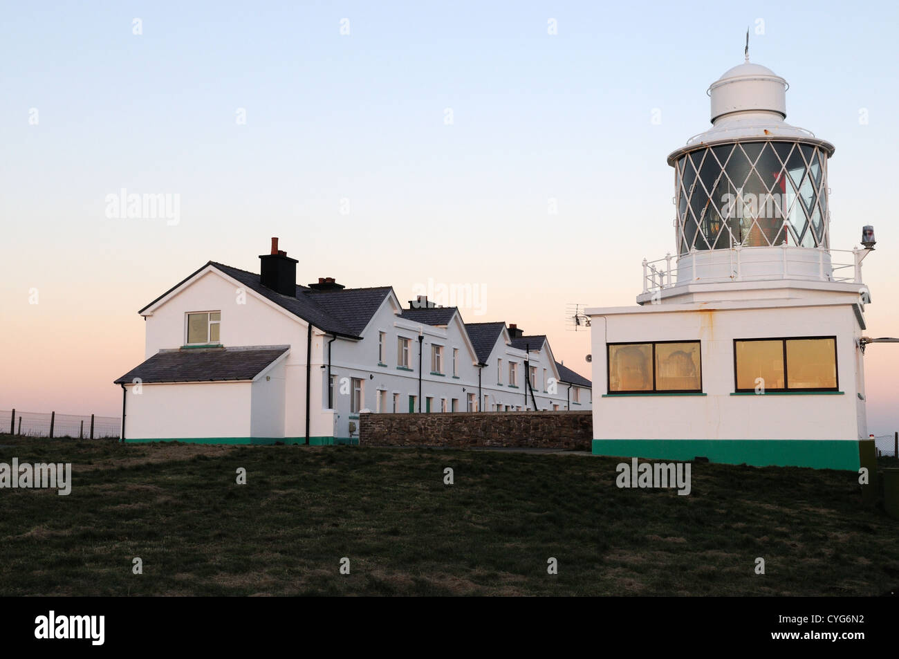 St Anne's Lighthouse at sunset St Anne's Head Dale Pembrokeshire Wales Cymru UK GB Stock Photo