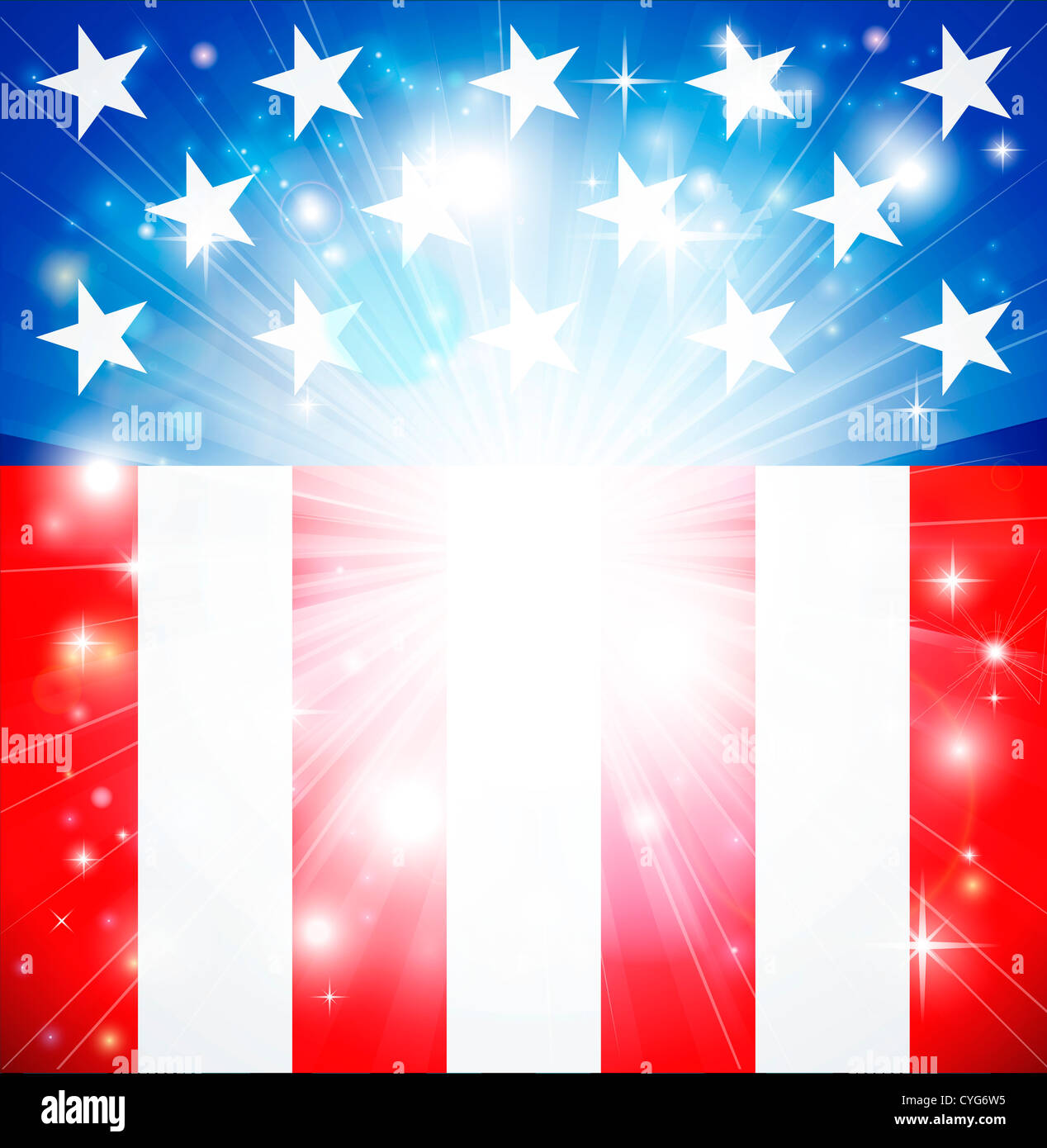 American flag patriotic background with stars and stripes and space for text in the center Stock Photo