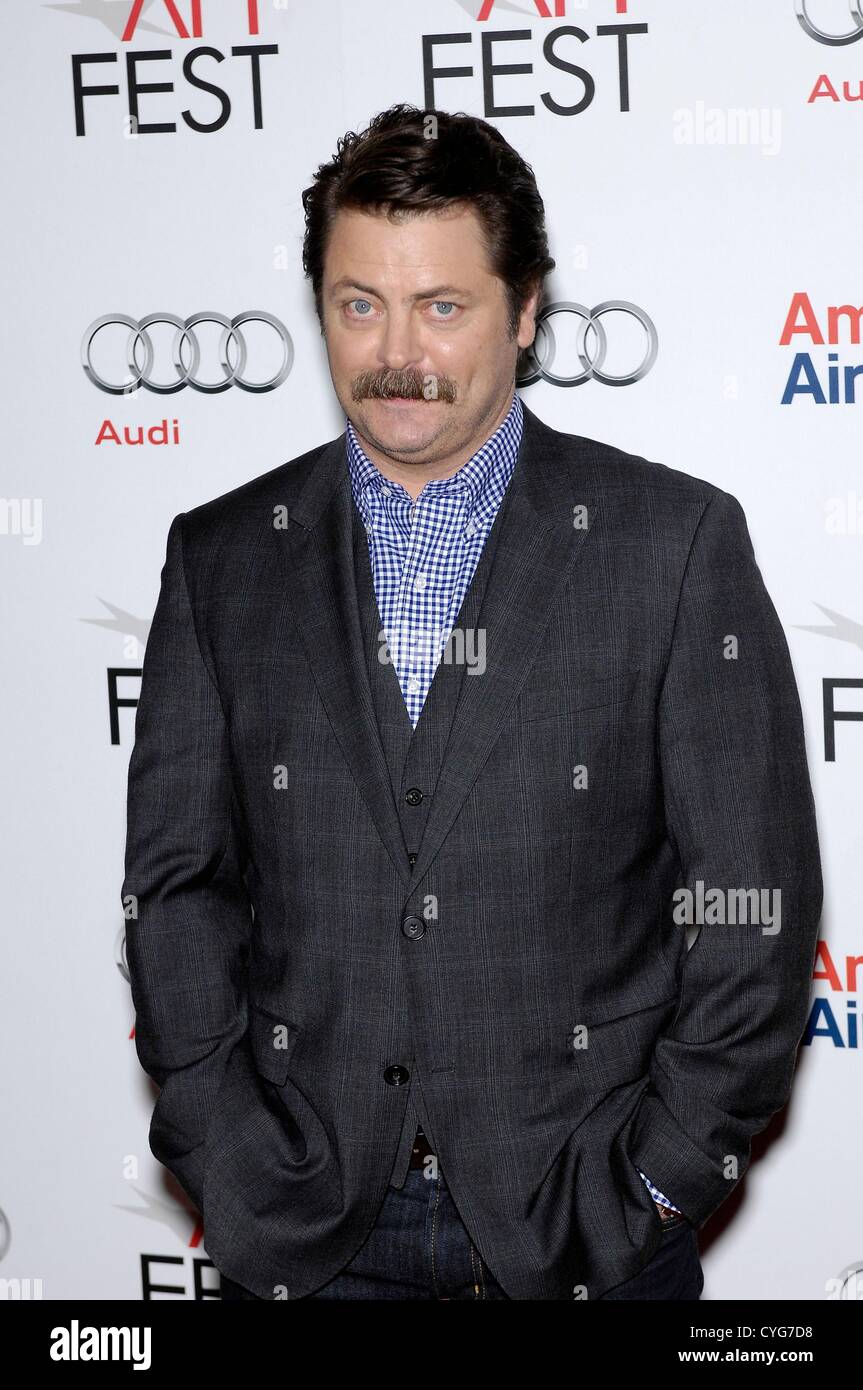 Nick Offerman at arrivals for AFI FEST 2012 Premiere of ON THE ROAD, Grauman's Chinese Theatre, Los Angeles, CA November 3, 2012. Photo By: Michael Germana/Everett Collection Stock Photo